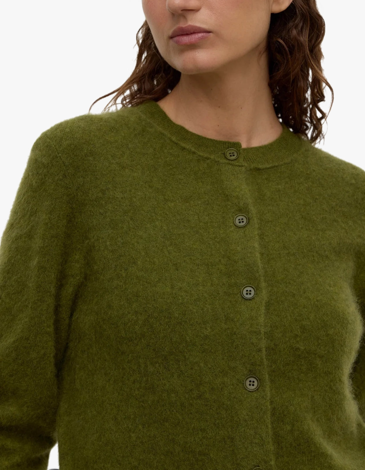 Carina Merino Wool Long Sleeve Cardigan - Grove