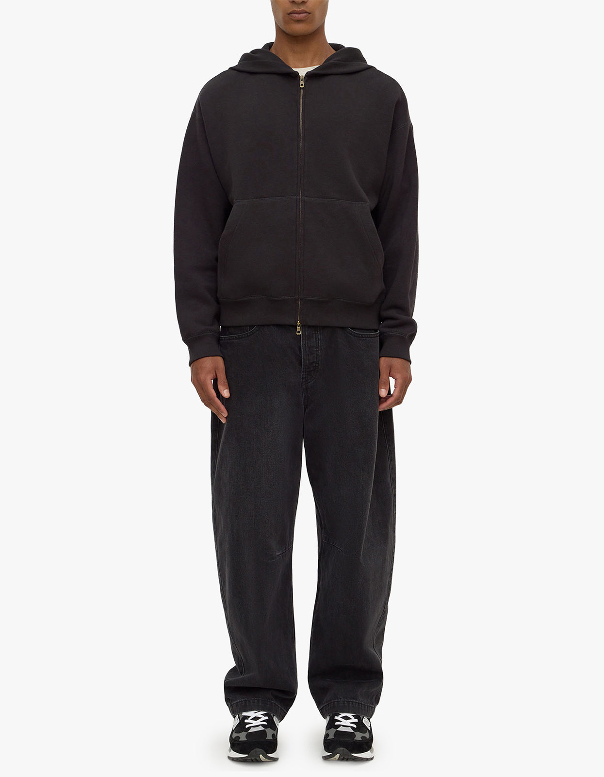 Newport Fleece Zip Through - Washed Black