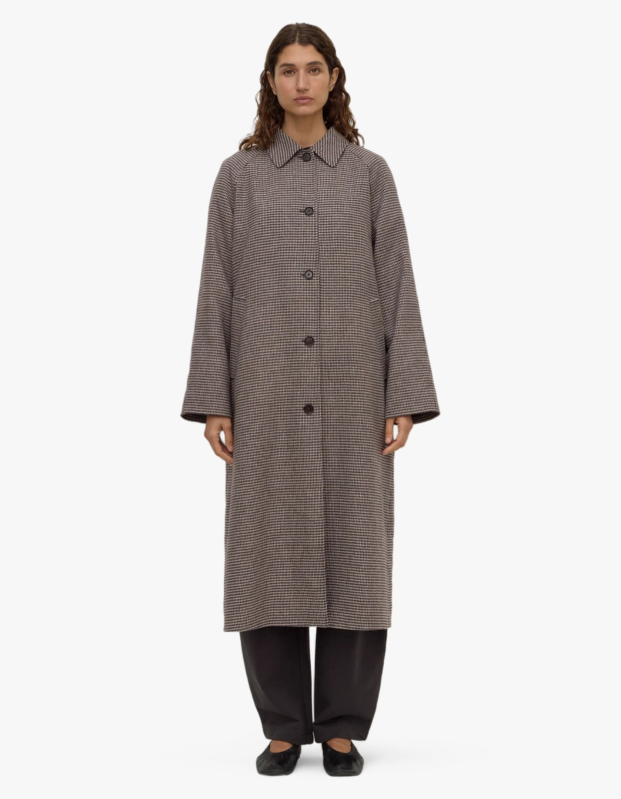 Solana Wool Coat - Brown Black Check