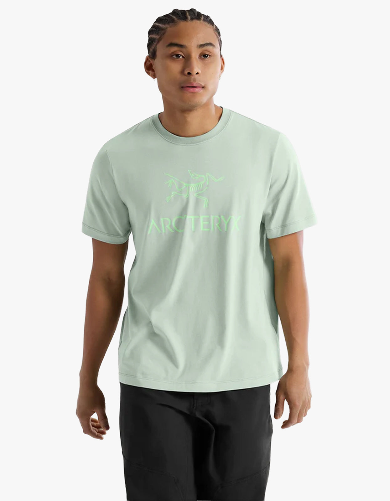 M Arc Word Logo S/S T Shirt - Stone Green/Phosphorescent