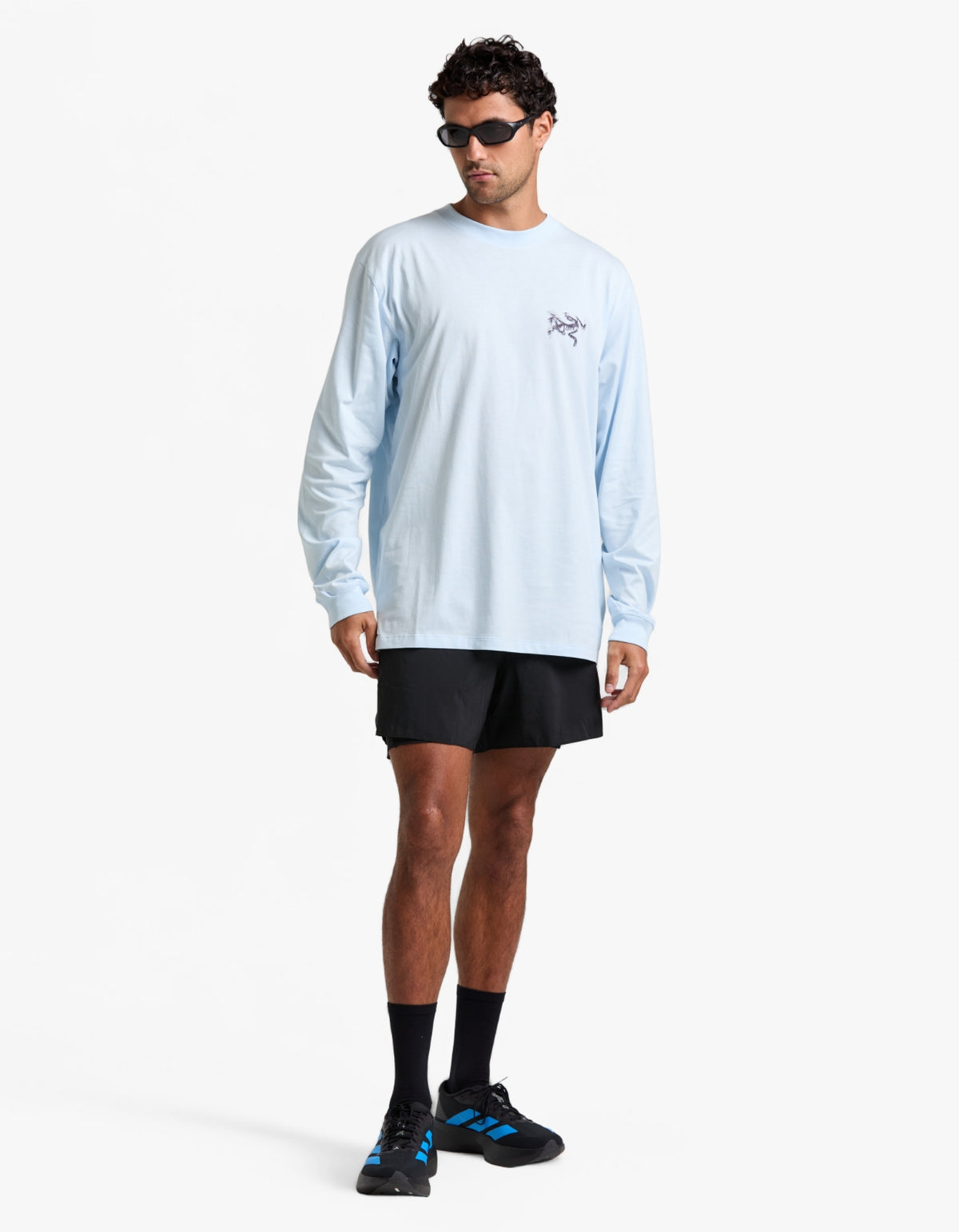 Kragg SL Cotton Bird Tile L/S T Shirt Mens - Alpine Blue/Moondrop