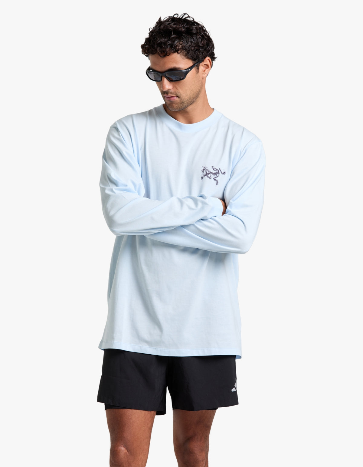 Kragg SL Cotton Bird Tile L/S T Shirt Mens - Alpine Blue/Moondrop