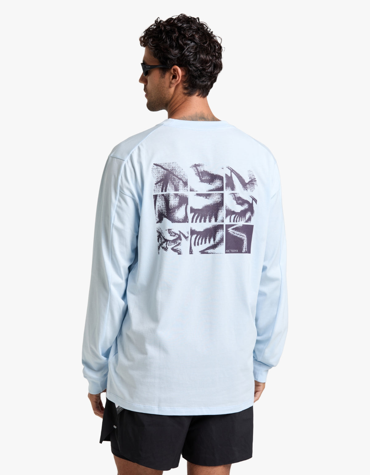 Kragg SL Cotton Bird Tile L/S T Shirt Mens - Alpine Blue/Moondrop