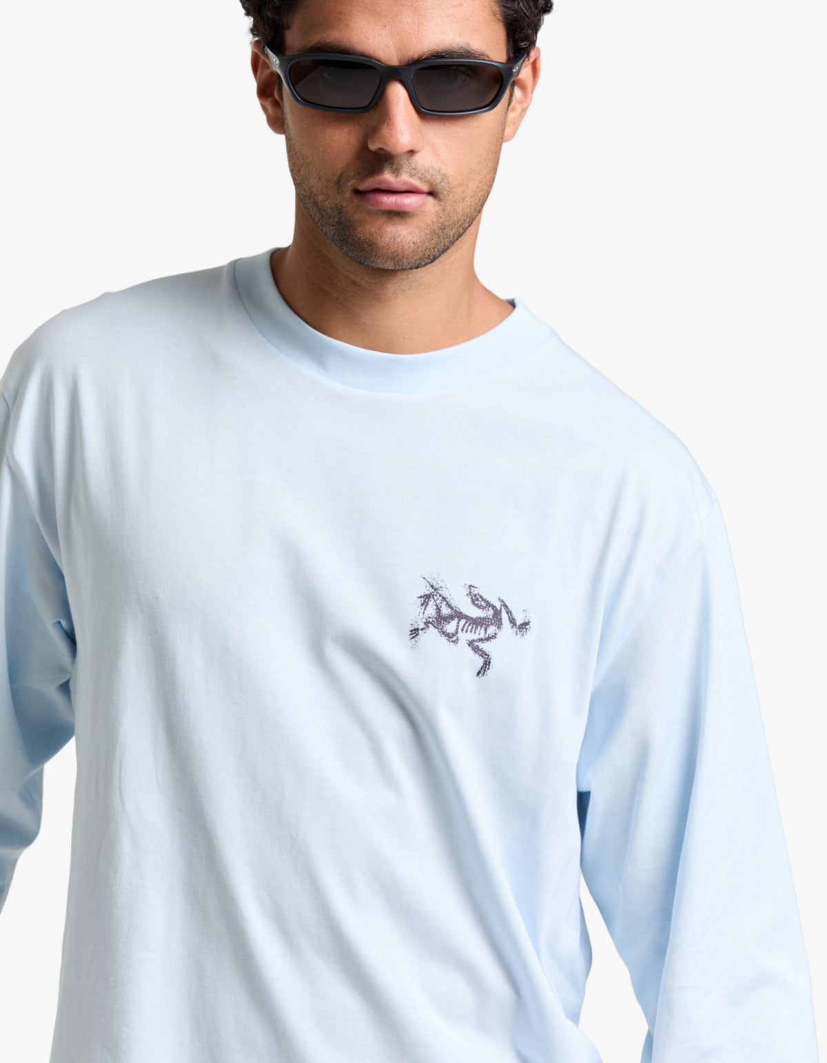 Kragg SL Cotton Bird Tile L/S T Shirt Mens - Alpine Blue/Moondrop
