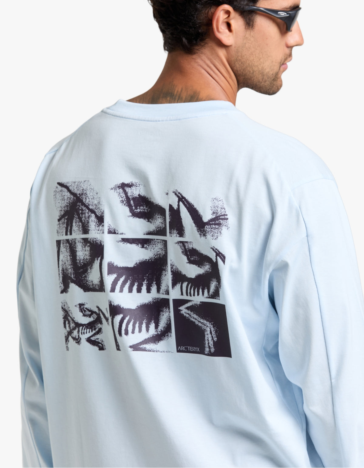Kragg SL Cotton Bird Tile L/S T Shirt Mens - Alpine Blue/Moondrop