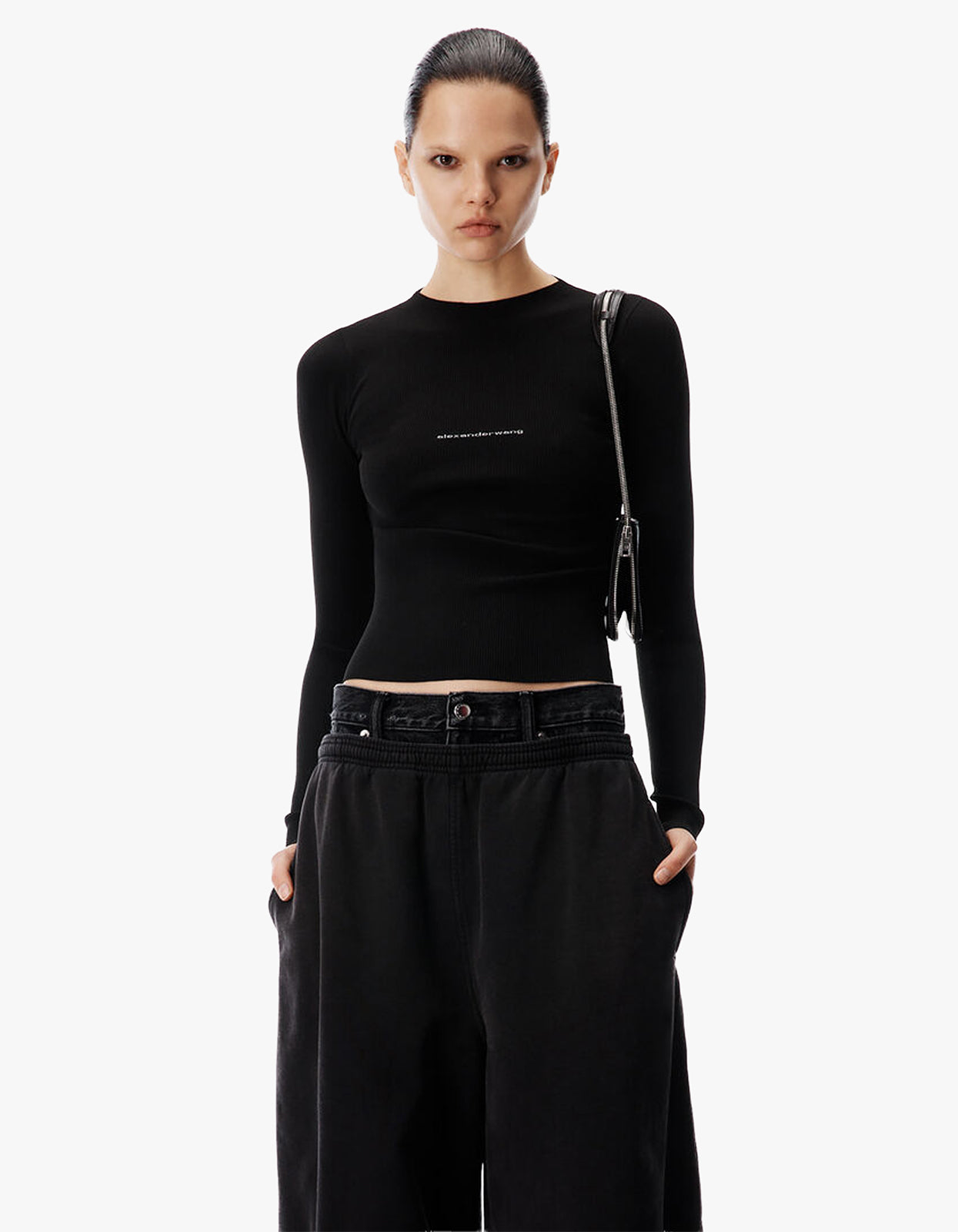 Knit Logo Long Sleeve Tee - Black