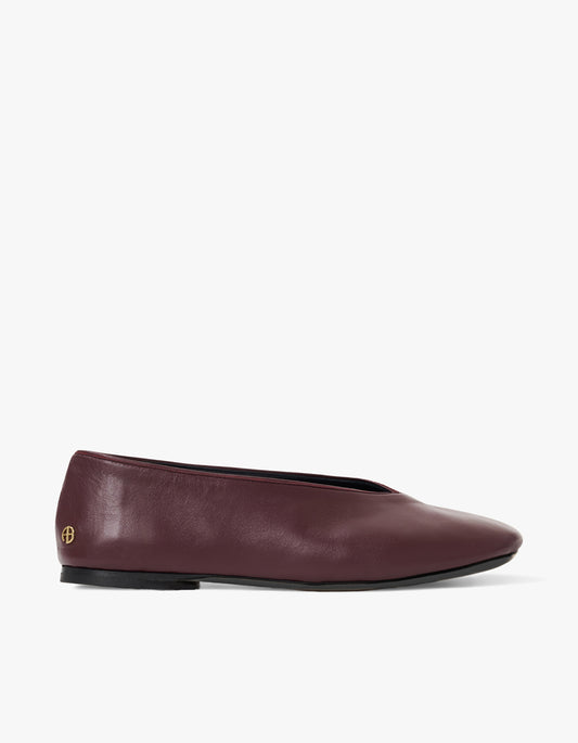 Ana Flats Smooth Leather - Fig
