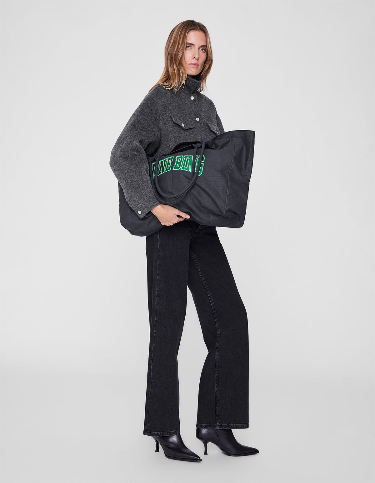 Leo Canvas Tote - Washed Black And Green