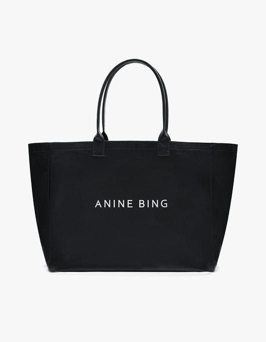 Leo Coated Canvas Tote - Black