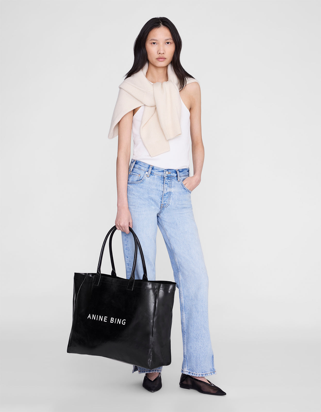 Leo Coated Canvas Tote - Black