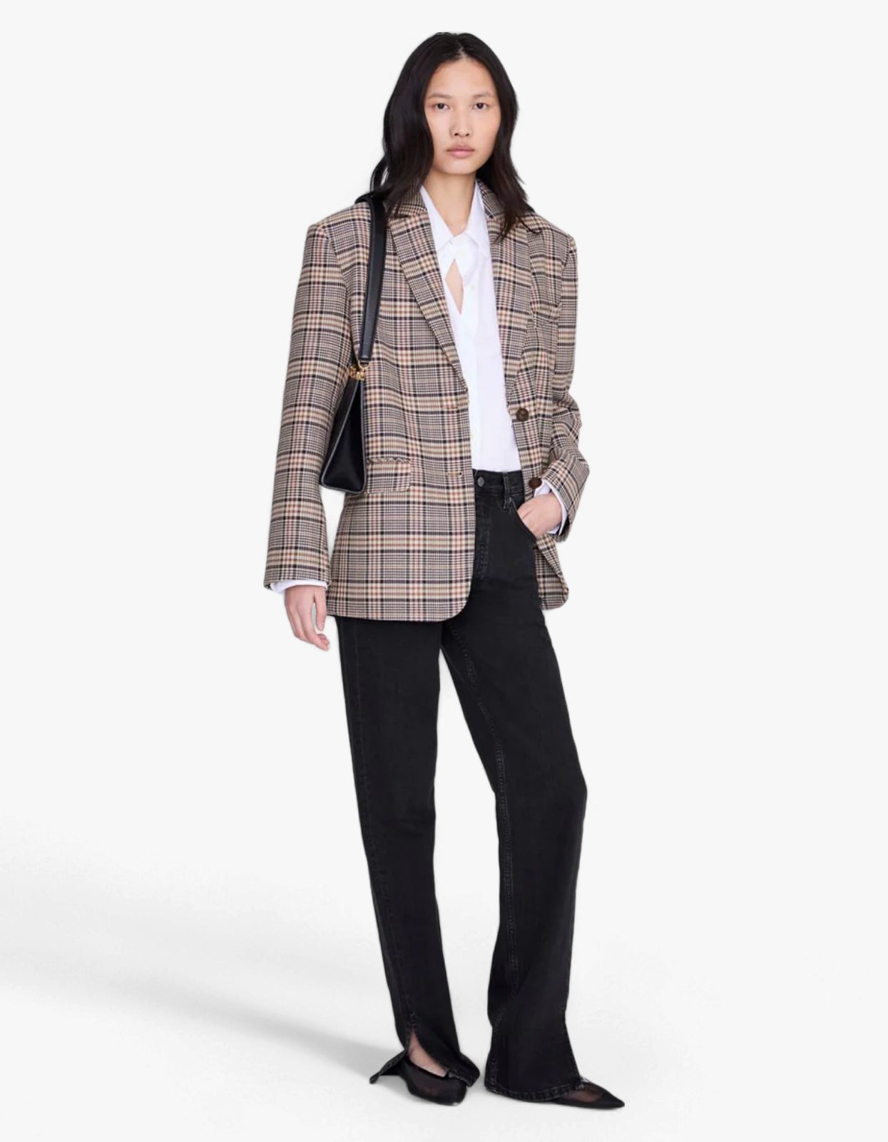 Quinn Blazer - Beige And Navy Checks