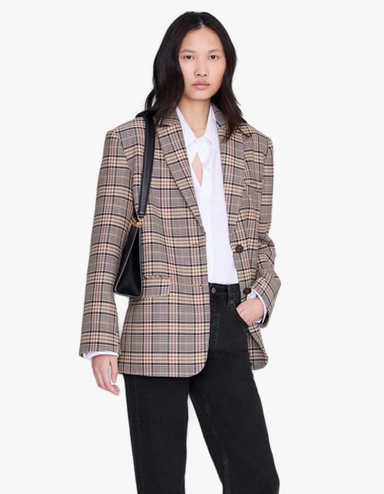 Quinn Blazer - Beige And Navy Checks