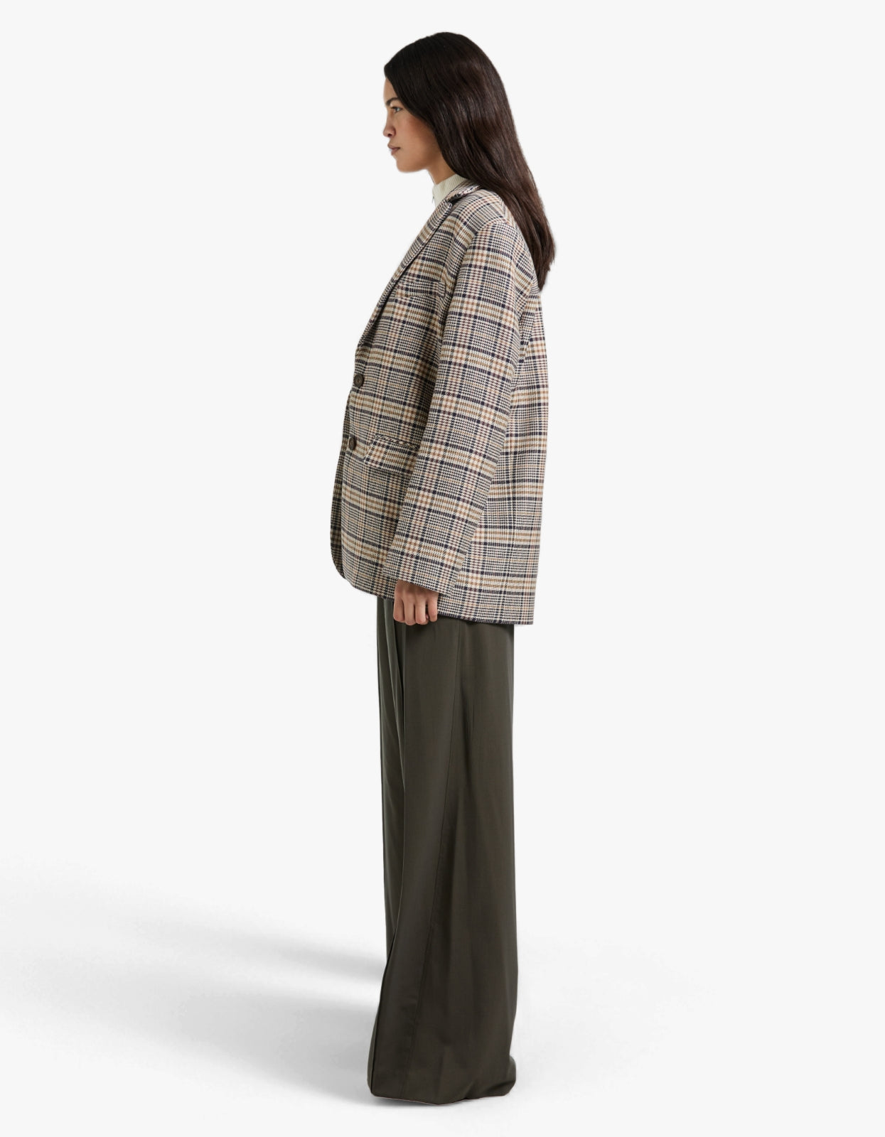 Quinn Blazer - Beige And Navy Checks