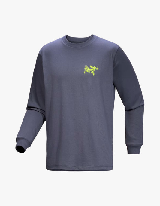Kragg SL Cotton Bird Tile L/S T Shirt Mens - Dark Stratus/Euphoria