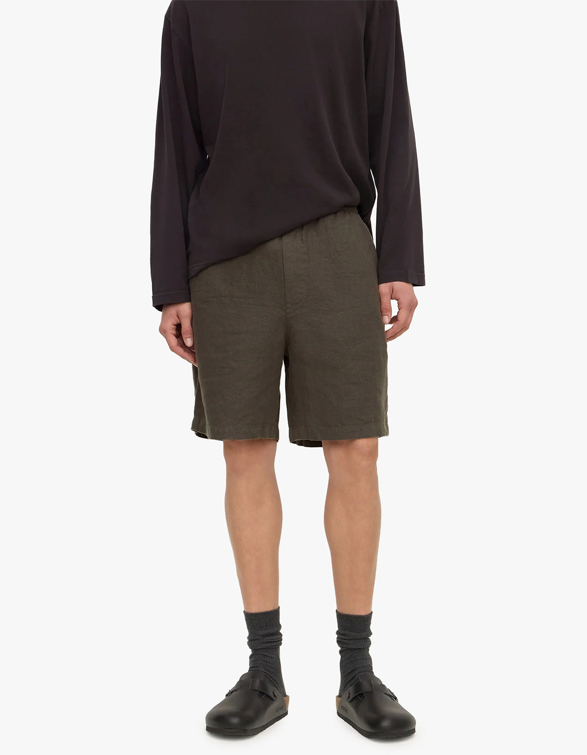 Finley Linen Short - Dark Military