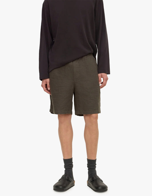 Finley Linen Short - Dark Military