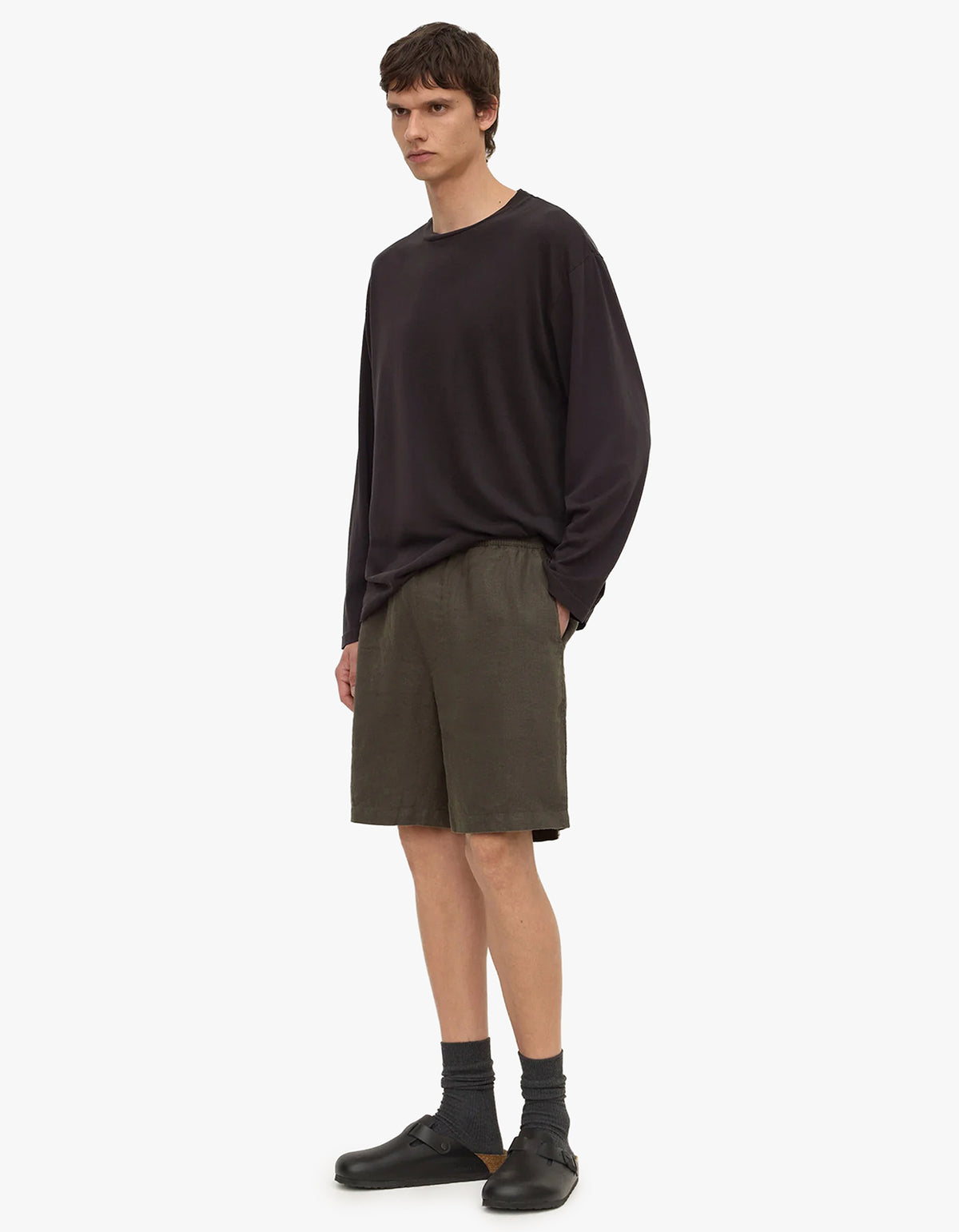 Finley Linen Short - Dark Military