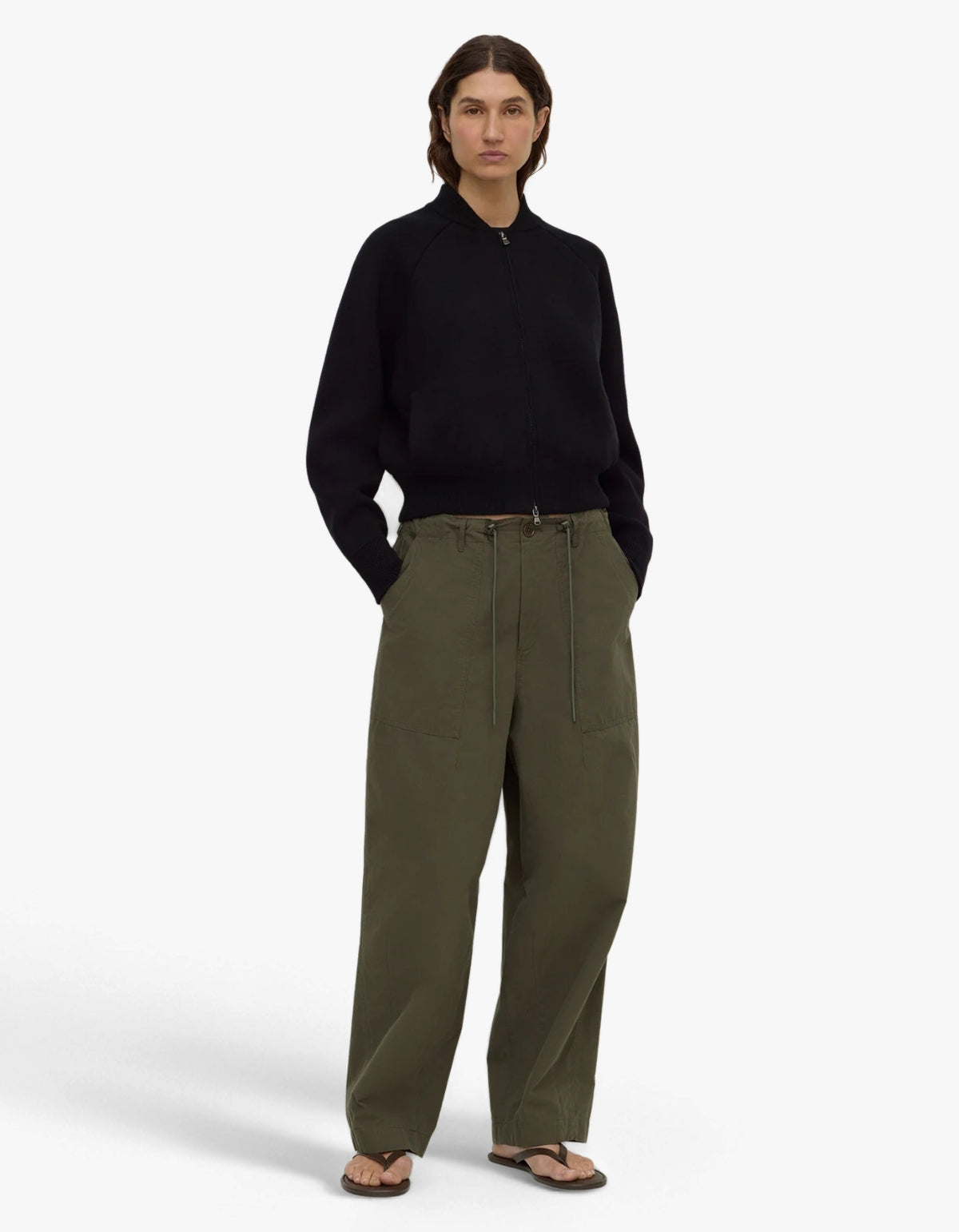 Gigi Cotton Utility Pant Dark - Dark Military