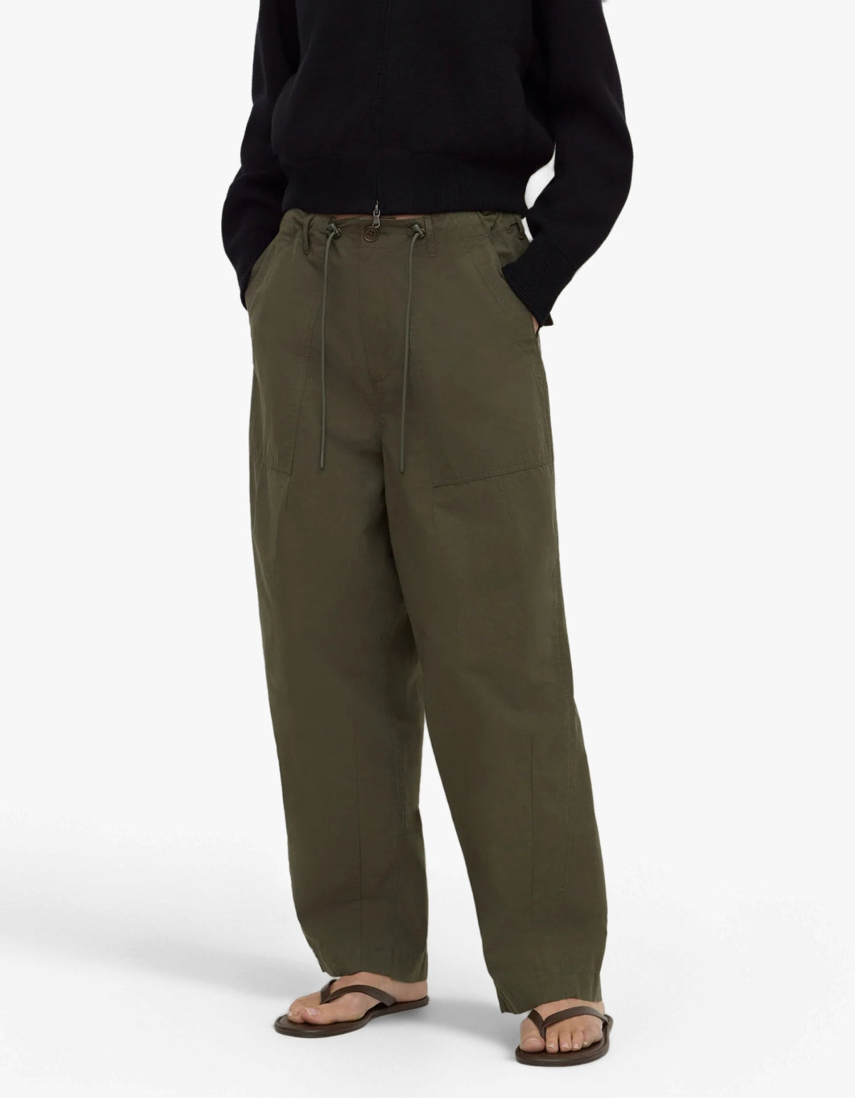 Gigi Cotton Utility Pant Dark - Dark Military