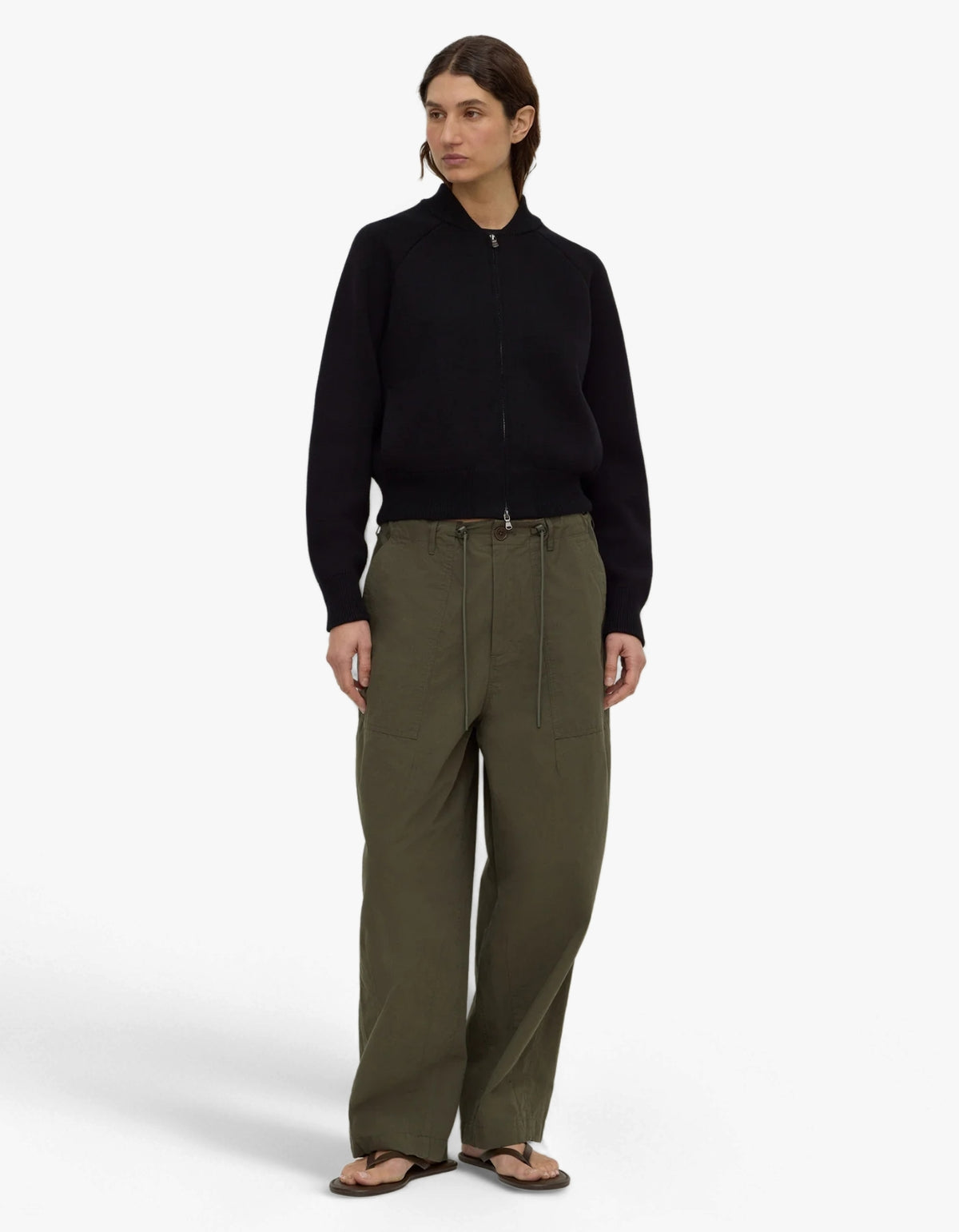 Gigi Cotton Utility Pant Dark - Dark Military