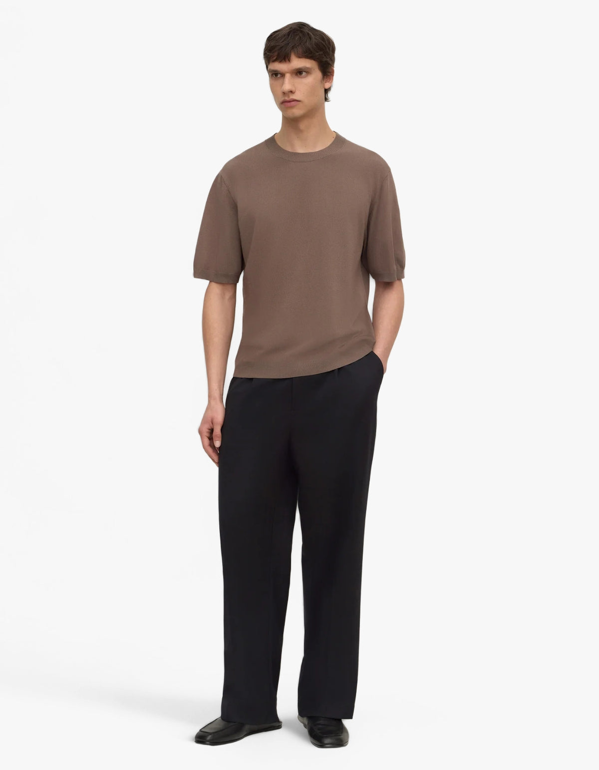 Hugh Knit Tee - Dark Sand