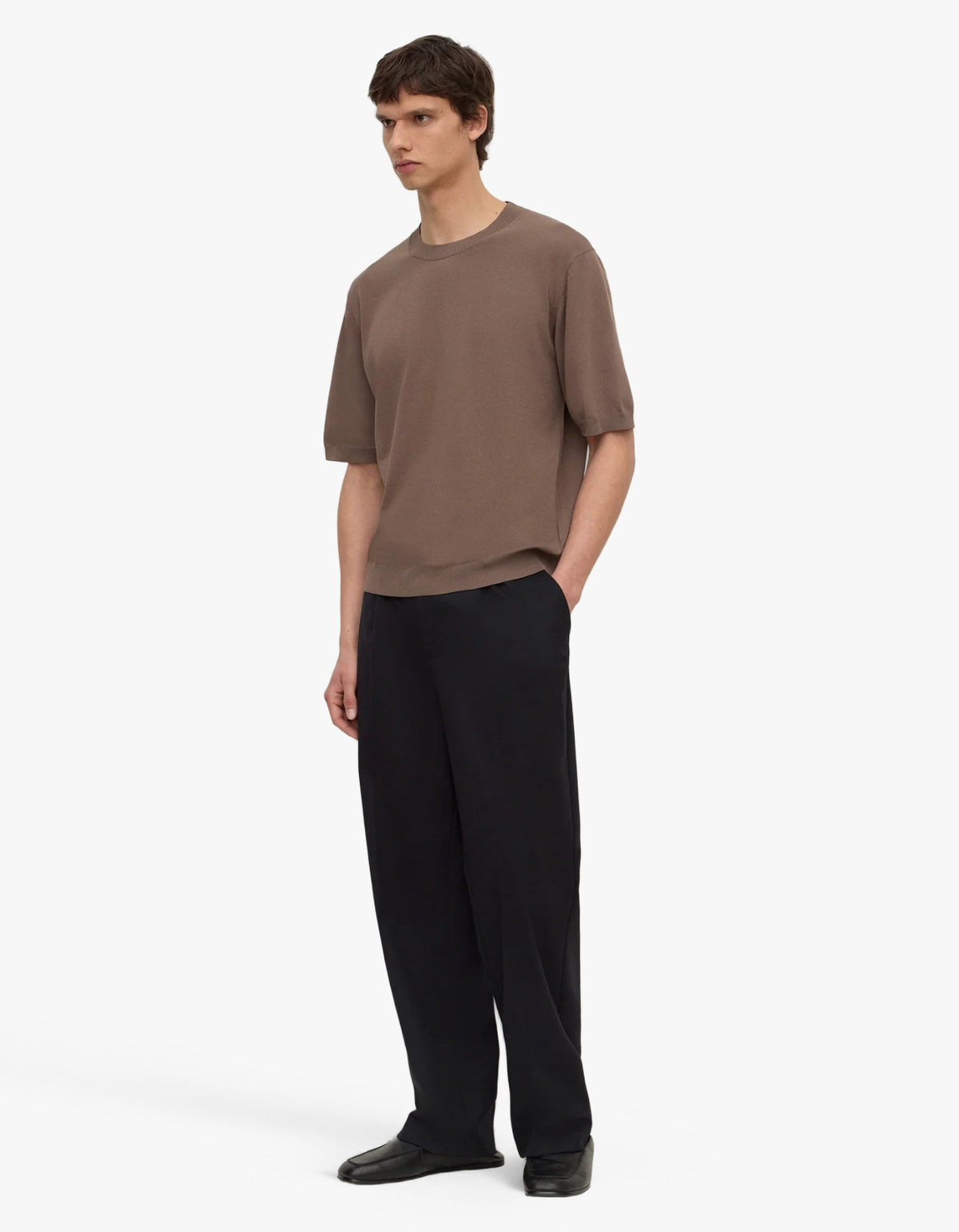 Hugh Knit Tee - Dark Sand