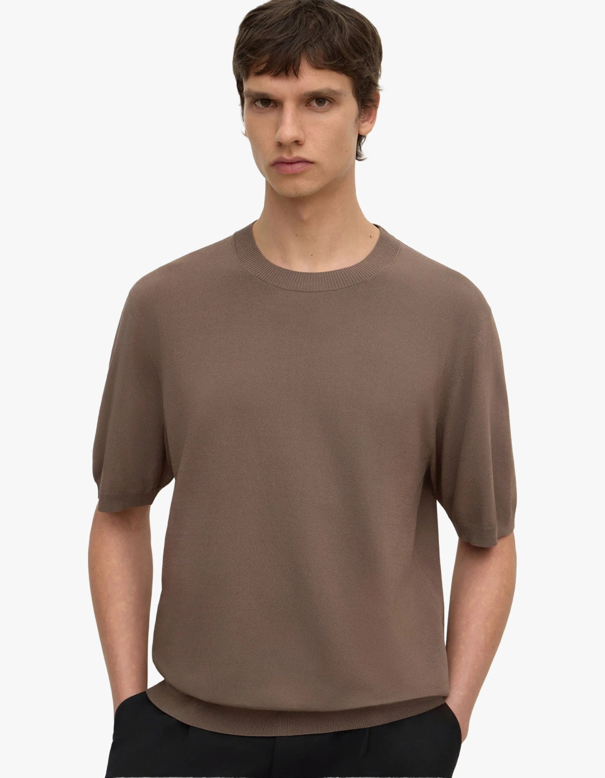 Hugh Knit Tee - Dark Sand