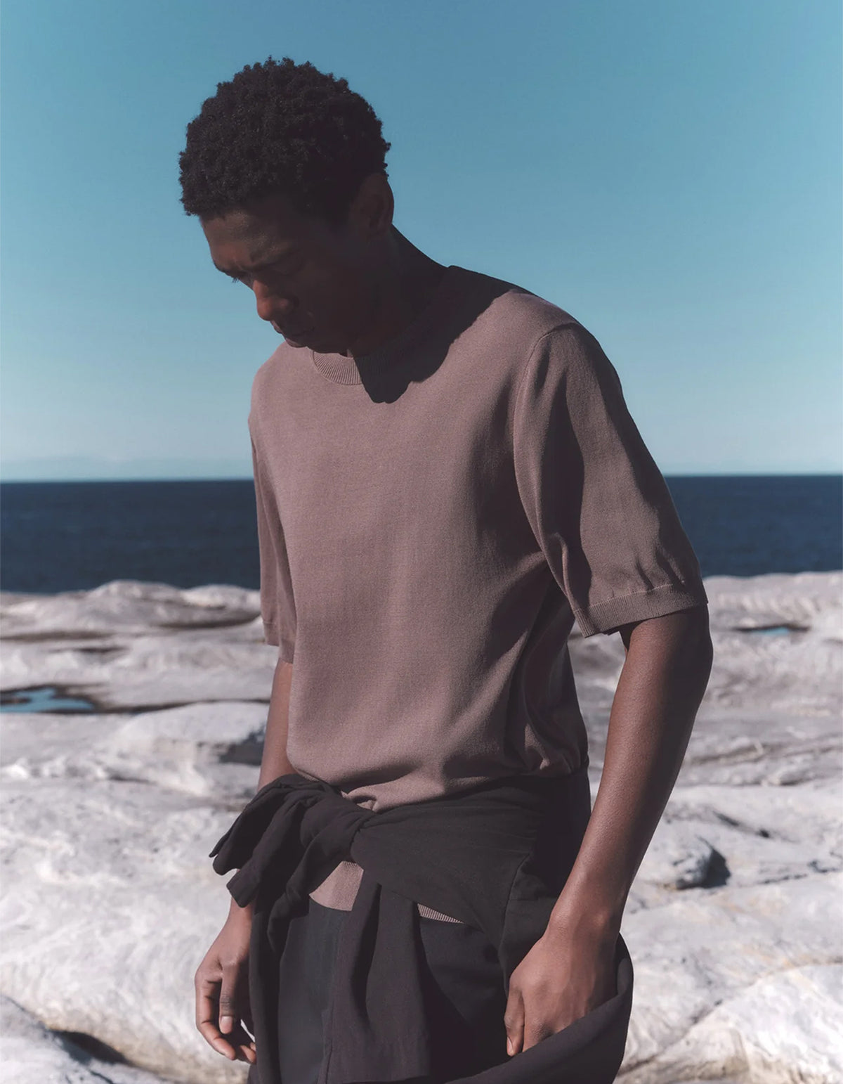 Hugh Knit Tee - Dark Sand