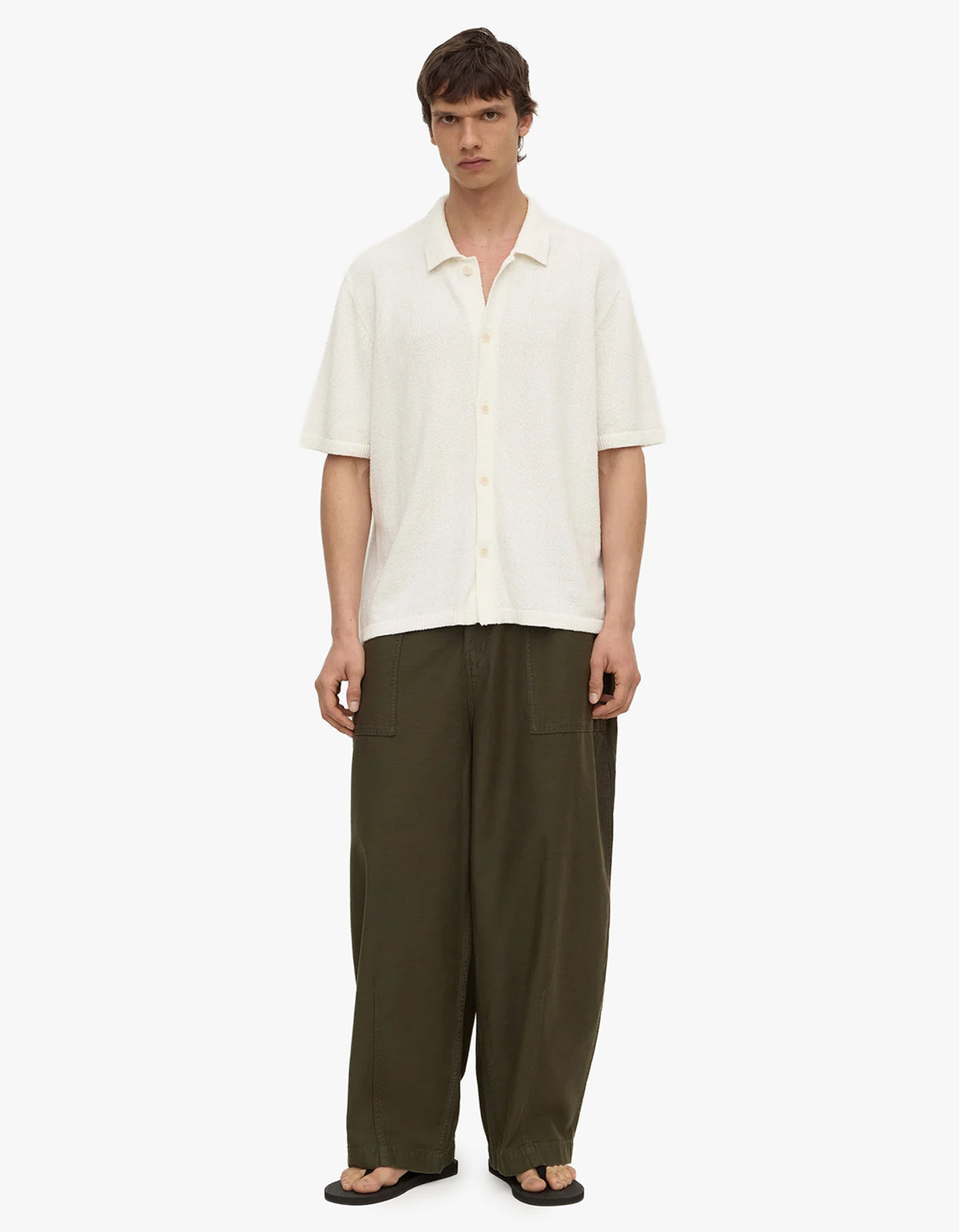 Lance Boucle Knit Short Sleeve Shirt - Cream