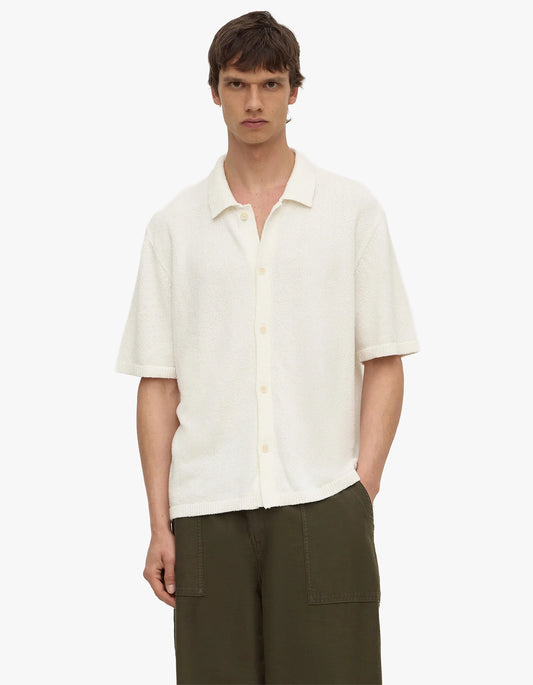 Lance Boucle Knit Short Sleeve Shirt - Cream