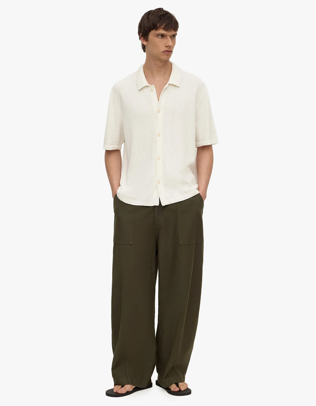Lance Boucle Knit Short Sleeve Shirt - Cream