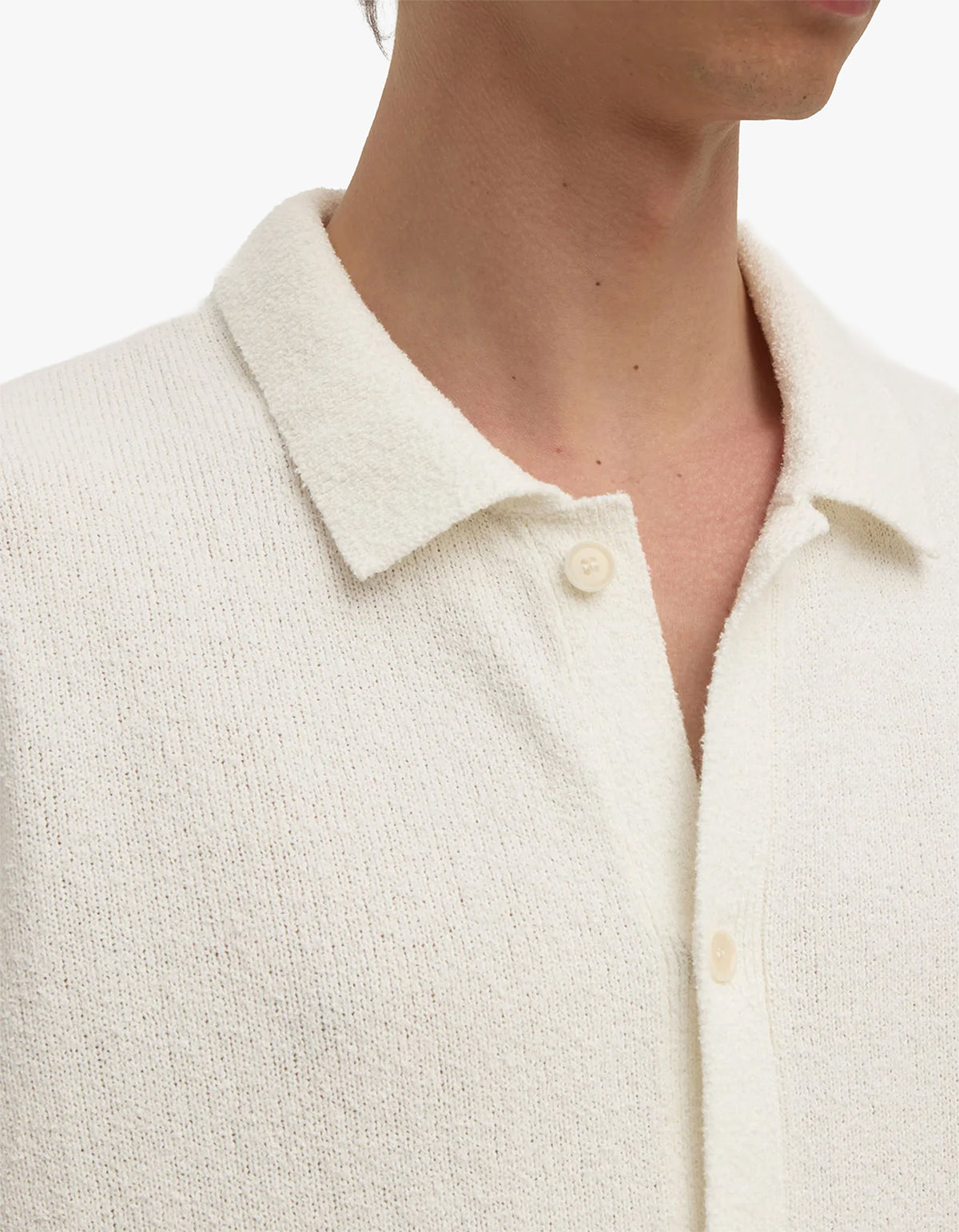 Lance Boucle Knit Short Sleeve Shirt - Cream