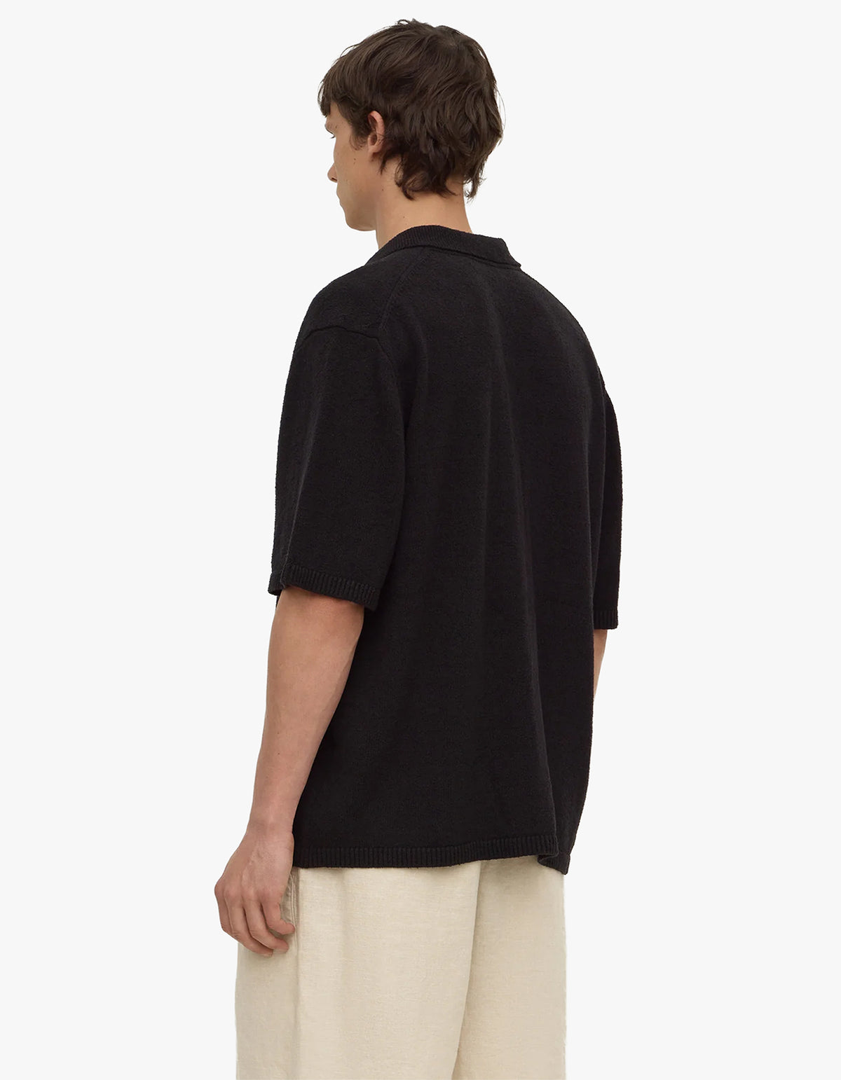 Lance Boucle Knit Short Sleeve Shirt - Washed Black