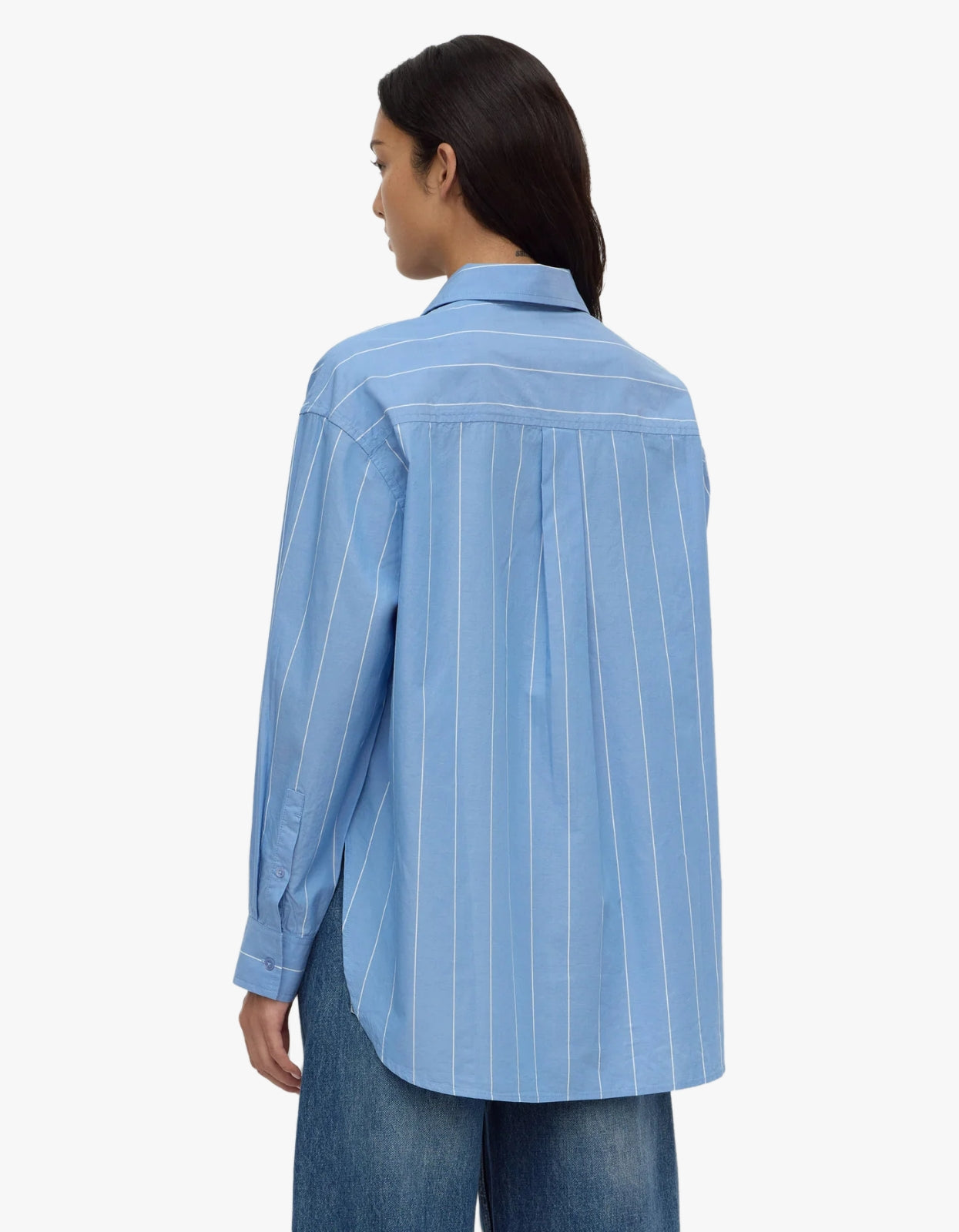 Marcia Poplin Shirt - Blue White Stripe