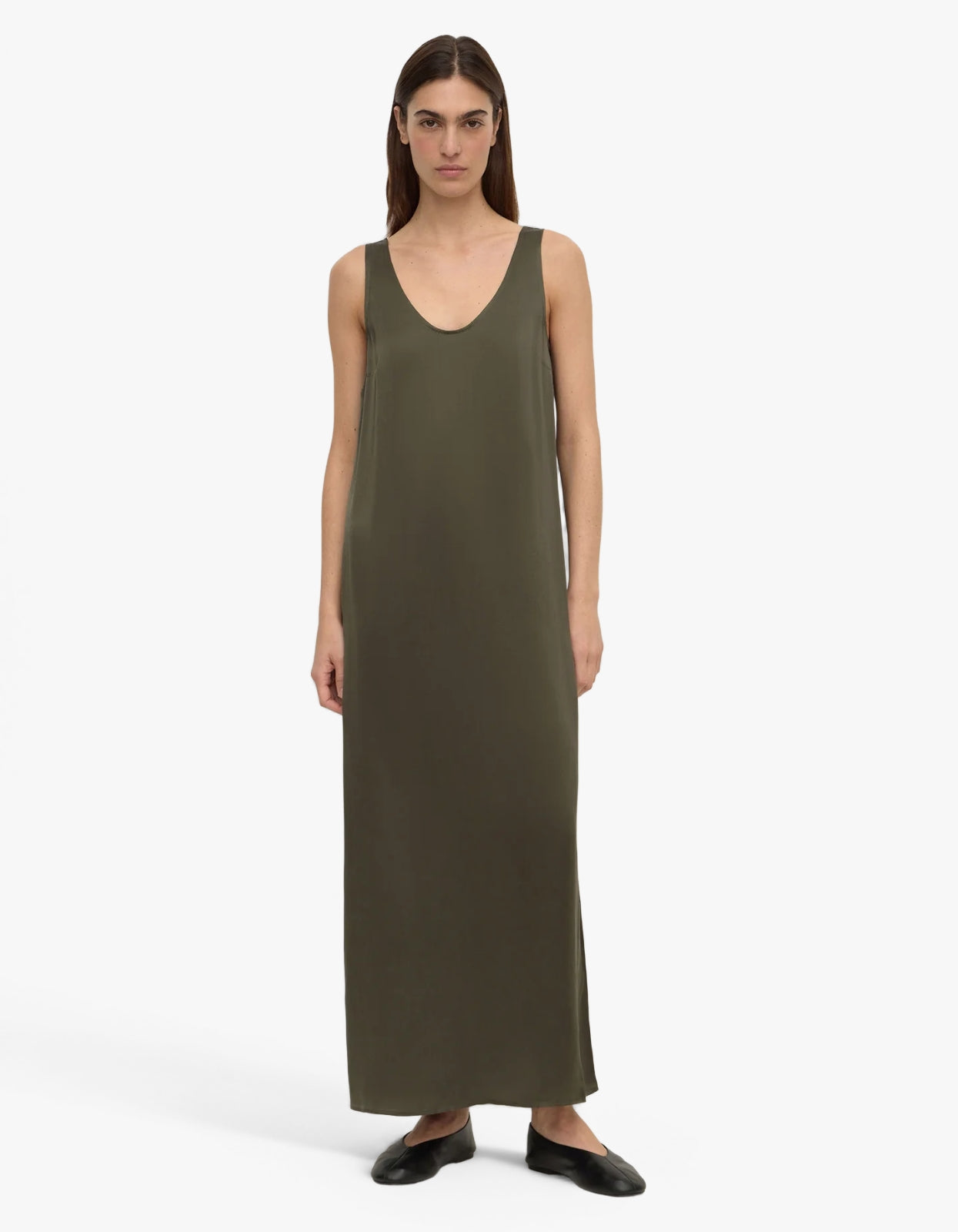 Pippa Silk Tank Dress - Dark Military