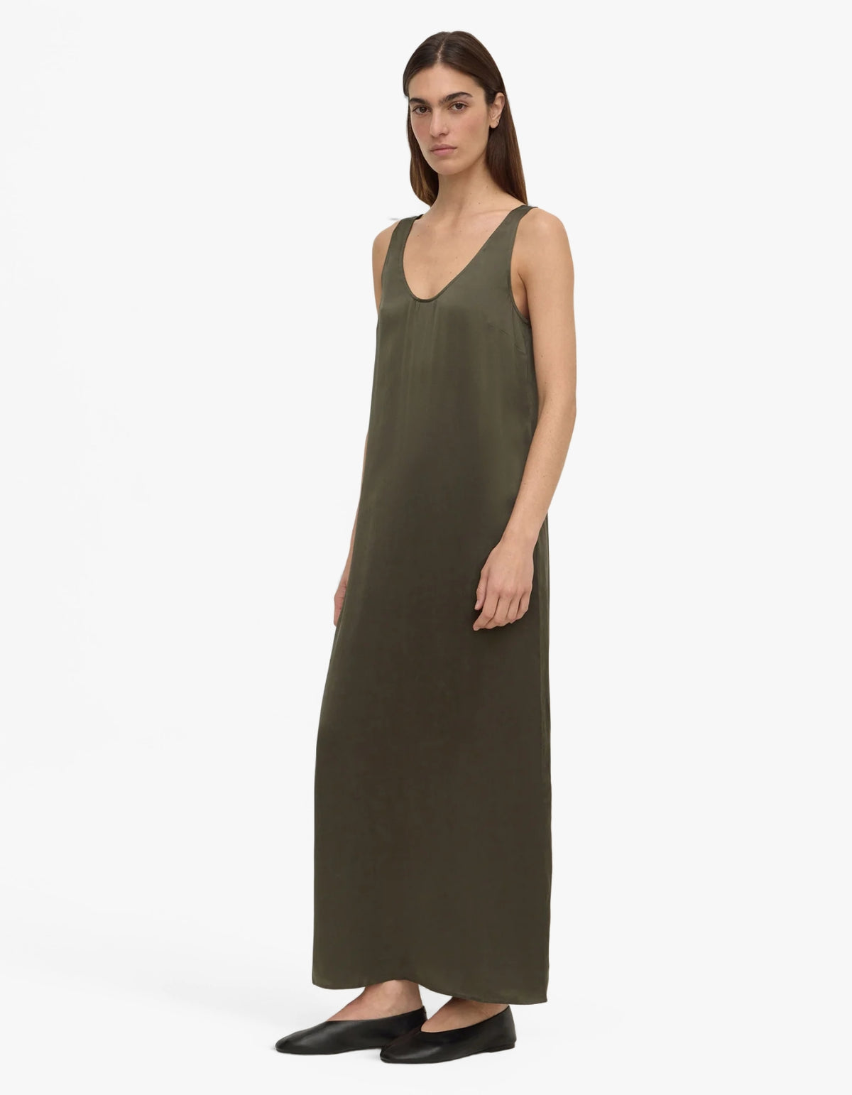 Pippa Silk Tank Dress - Dark Military