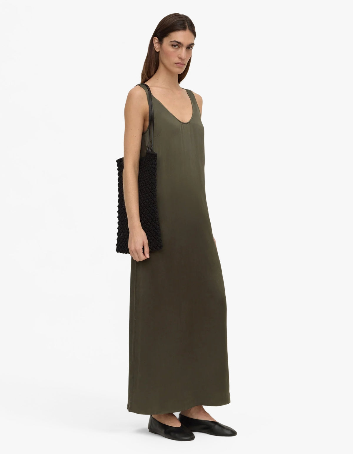 Pippa Silk Tank Dress - Dark Military