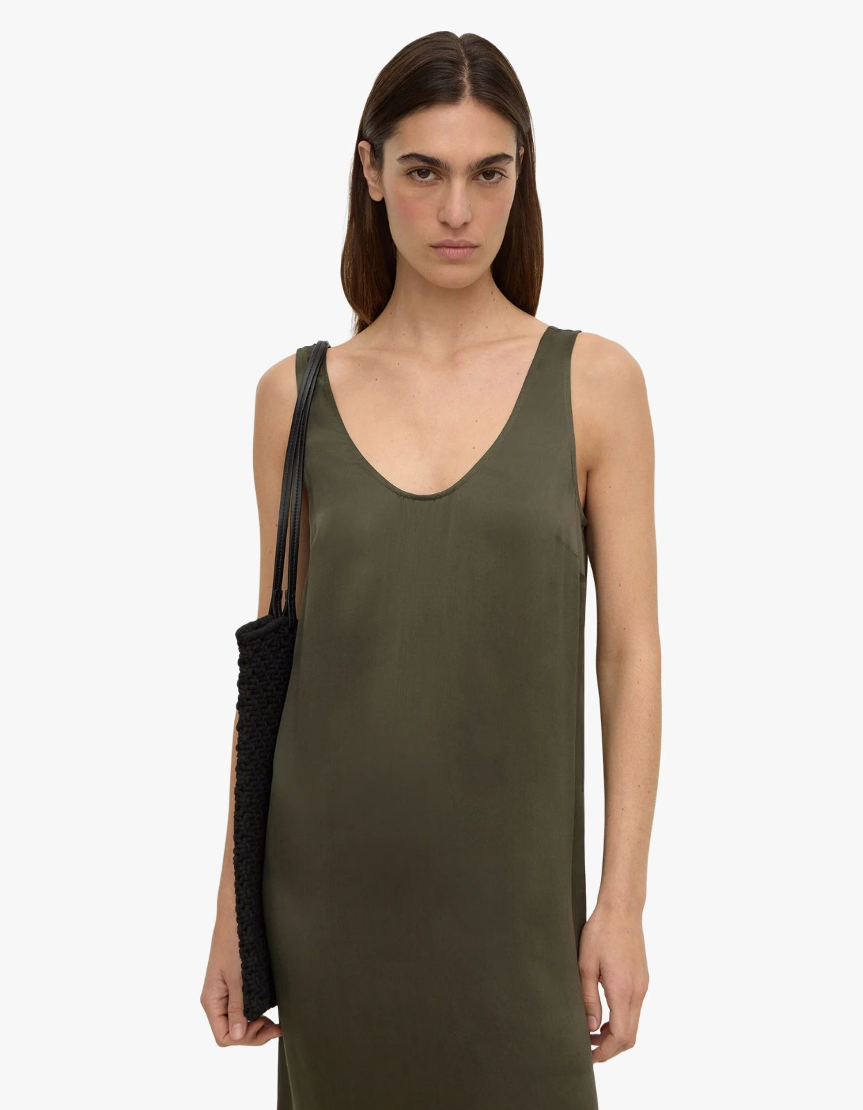 Pippa Silk Tank Dress - Dark Military