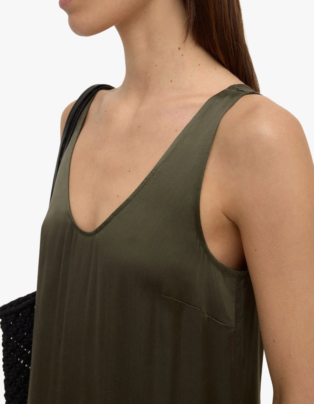 Pippa Silk Tank Dress - Dark Military