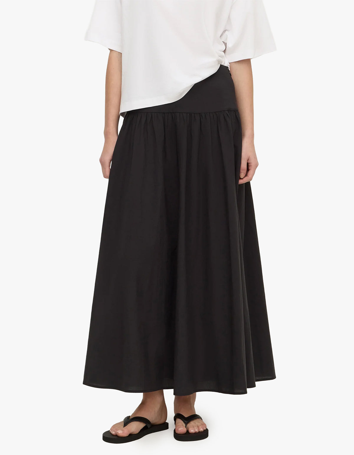 Sarah Cotton Maxi Skirt - Black