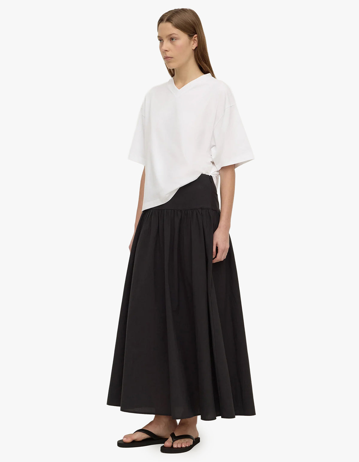 Sarah Cotton Maxi Skirt - Black