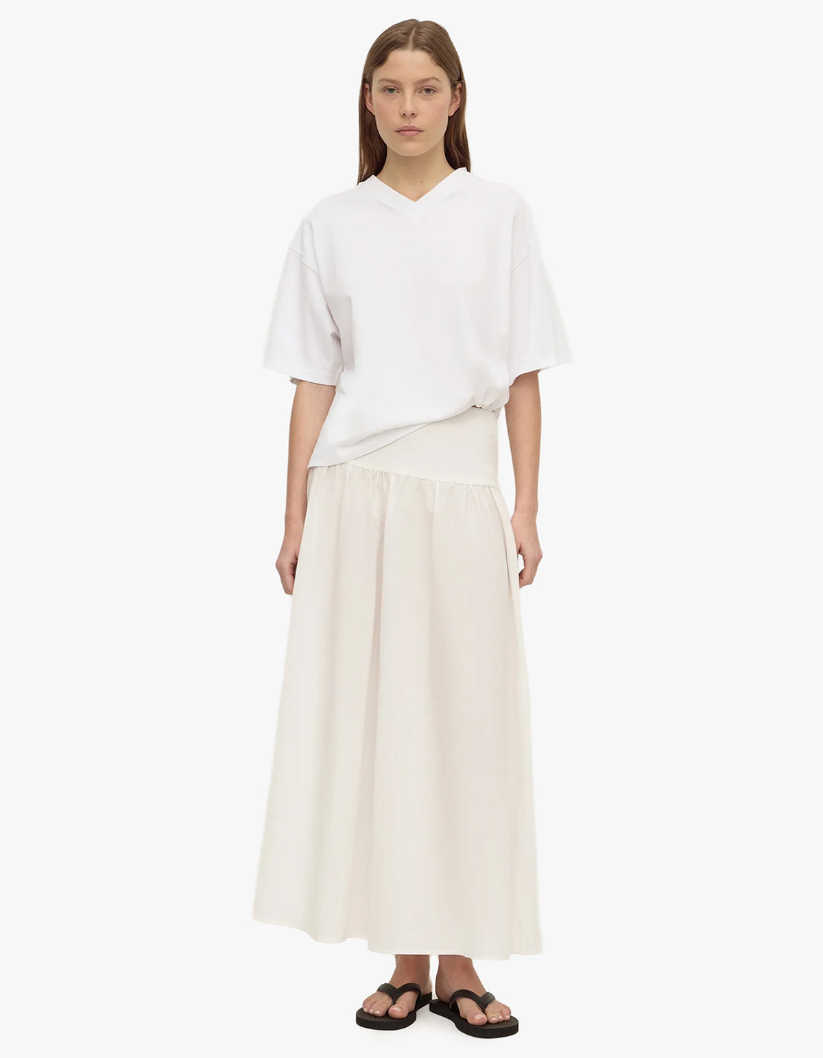 Sarah Cotton Maxi Skirt - White