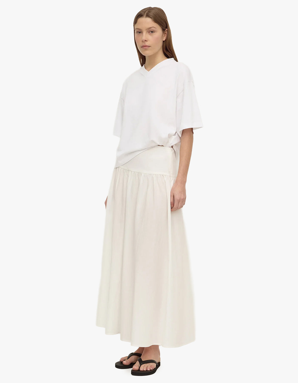 Sarah Cotton Maxi Skirt - White