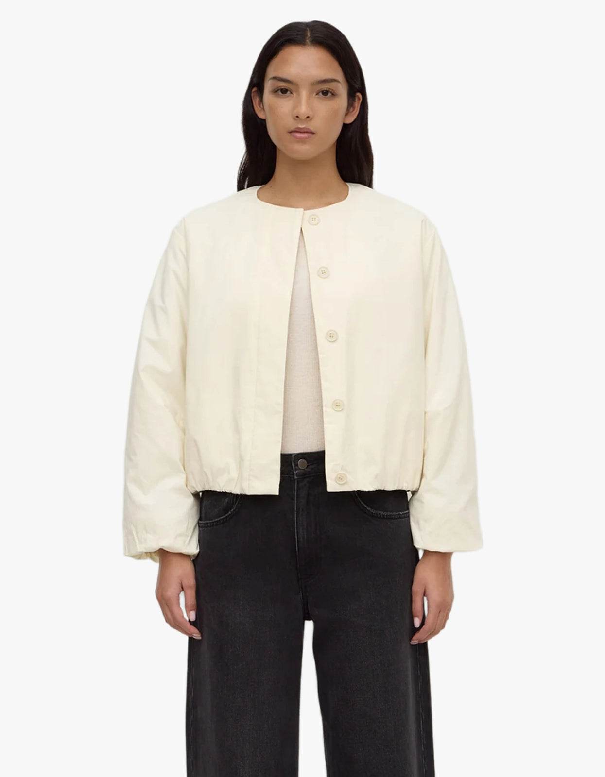 Zoie Padded Bomber Jacket - Antique White