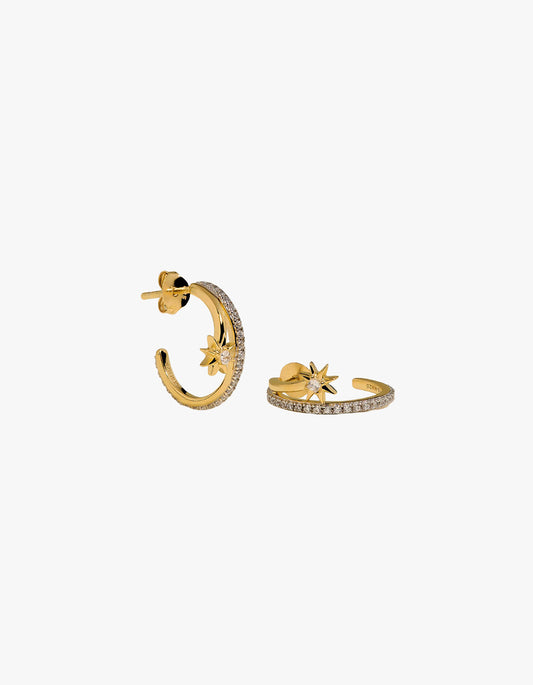 Cosmic Illusion Crystal Hoops - Gold
