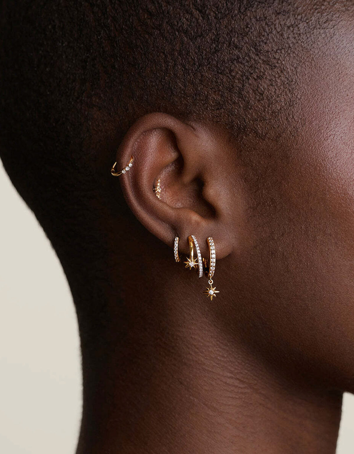 Cosmic Illusion Crystal Hoops - Gold
