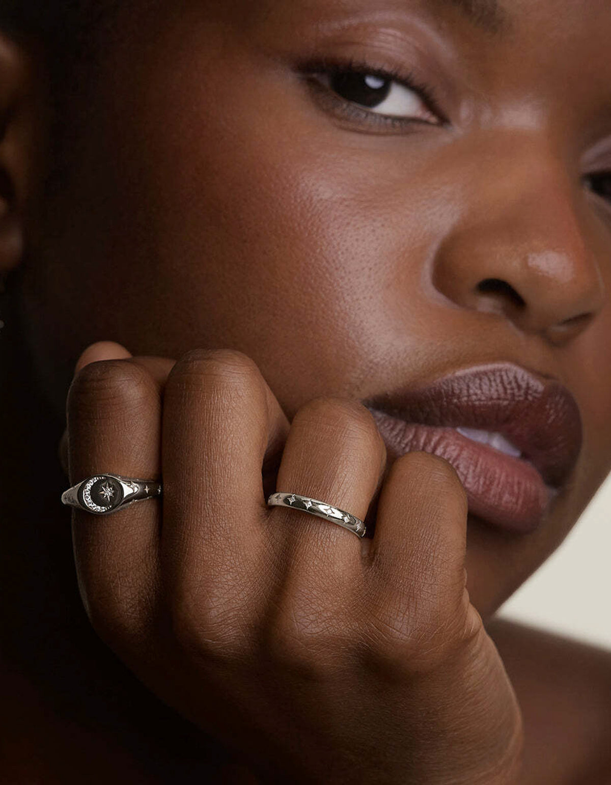 Cosmic Star Band Ring - Silver