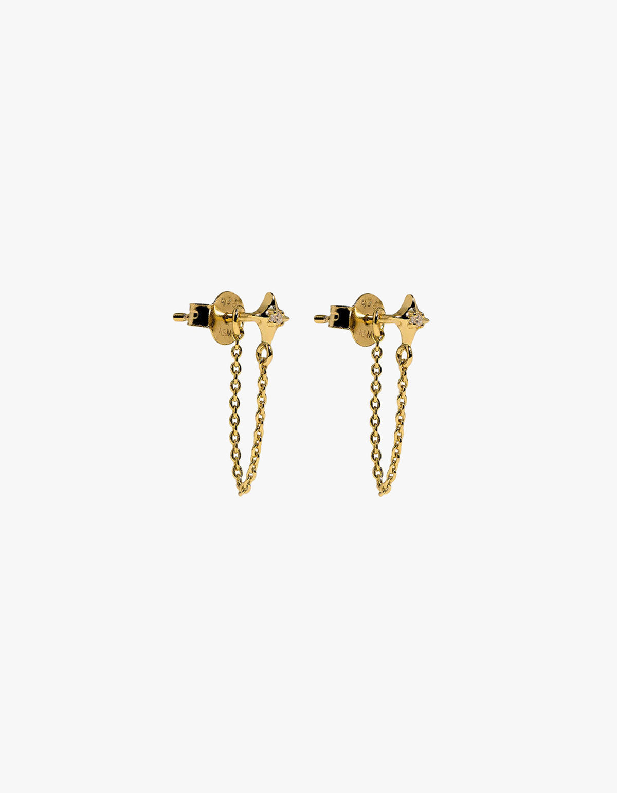 Cosmic Star Chain Stud Earrings - Gold