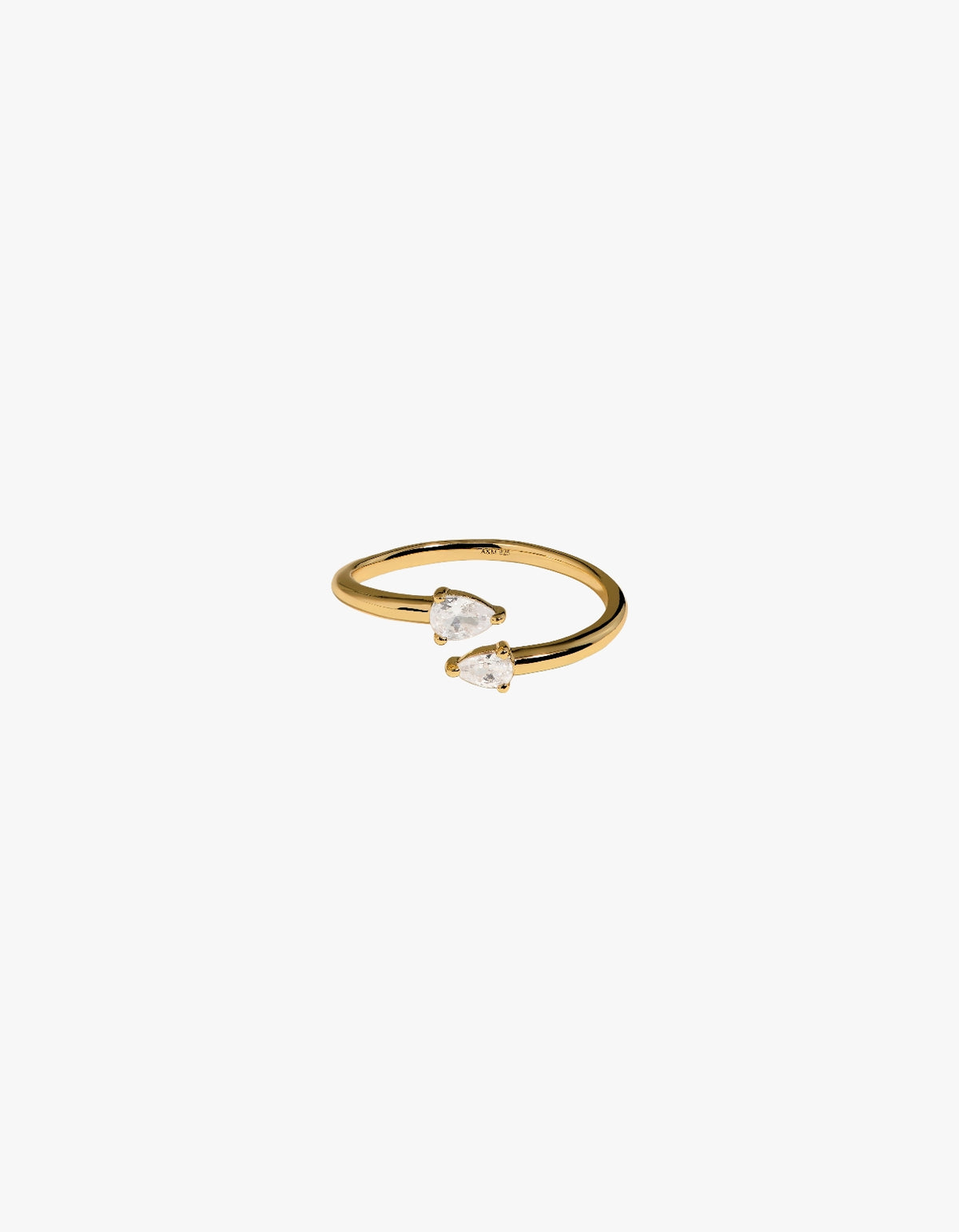 Crystal Pear Open Ring - Gold