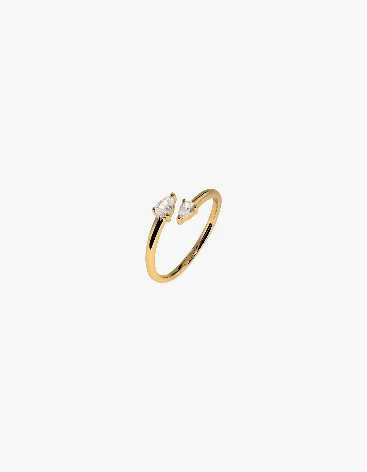 Crystal Pear Open Ring - Gold